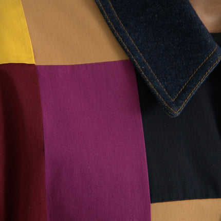 Dolce & Gabbana Multicolor Patchwork Cotton Collared Jacket