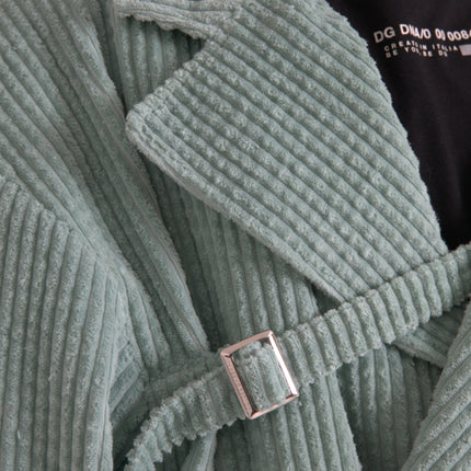 Dolce & Gabbana Blue Double Breasted Corduroy Cotton Jacket