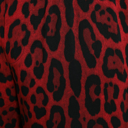Dolce & Gabbana Red Leopard Print Viscose Bermuda Shorts