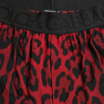 Dolce & Gabbana Red Leopard Print Viscose Bermuda Shorts
