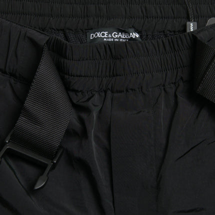 Dolce & Gabbana Black Red Leopard Print Nylon Jogger Pants