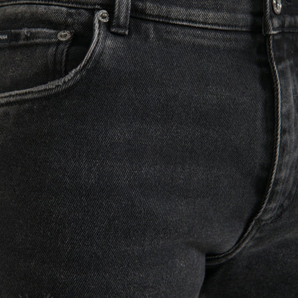 Dolce & Gabbana Gray Cotton Stretch Skinny Denim Logo Jeans