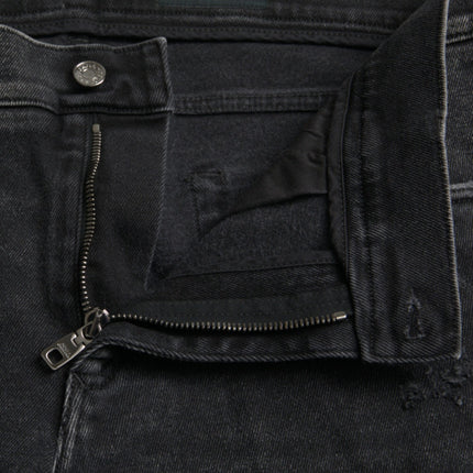 Dolce & Gabbana Gray Cotton Stretch Skinny Denim Logo Jeans