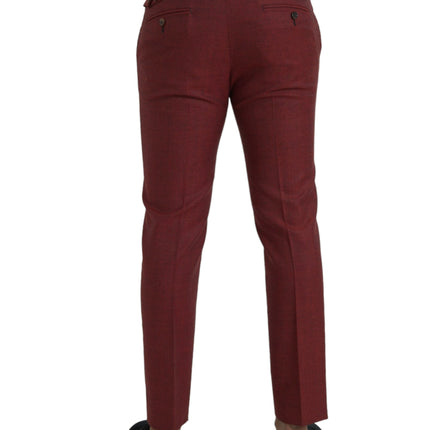 Dolce & Gabbana Maroon Wool Men Skinny Dress Pants