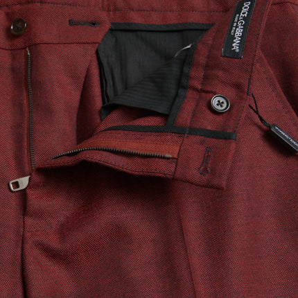 Dolce & Gabbana Maroon Wool Men Skinny Dress Pants
