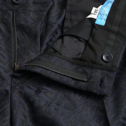 Dolce & Gabbana Blue Brocade Wool Skinny Men Dress Pants