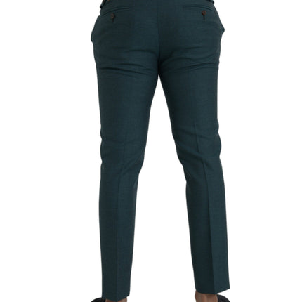 Dolce & Gabbana Green Wool Skinny Slim Dress Pants