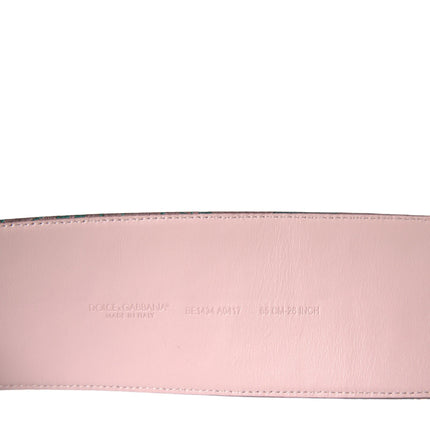 Dolce & Gabbana Multicolor Floral Jacquard Lurex Gold Buckle Belt