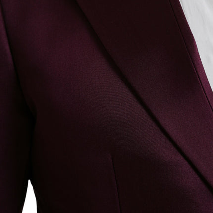 Dolce & Gabbana Maroon Silk Single Breasted Coat Blazer