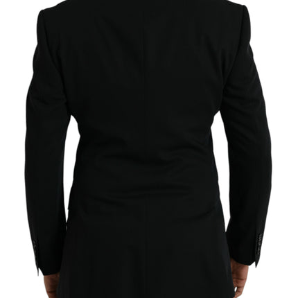 Dolce & Gabbana Black Wool Peak Single Breasted Coat Blazer