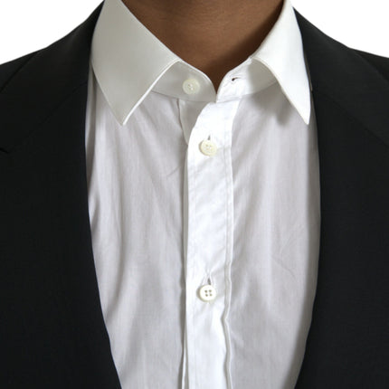 Dolce & Gabbana Black Wool Peak Single Breasted Coat Blazer
