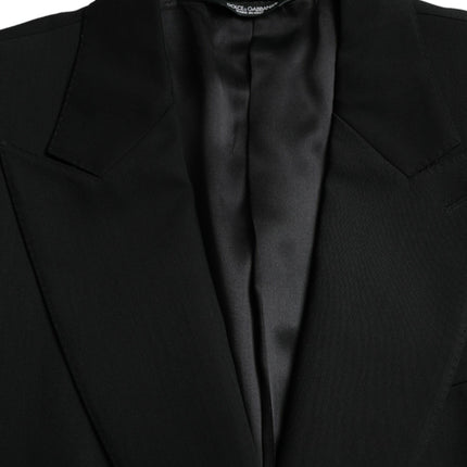 Dolce & Gabbana Black Wool Peak Single Breasted Coat Blazer