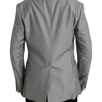 Dolce & Gabbana Gray Wool Peak Single Breasted Coat Blazer