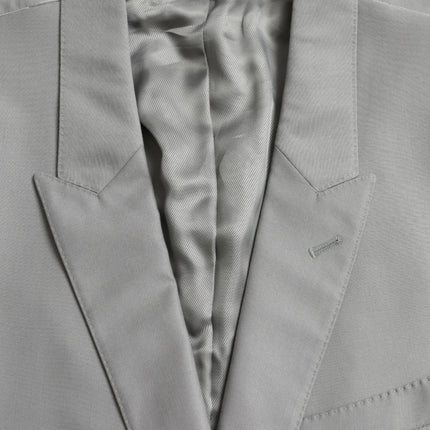 Dolce & Gabbana Gray Wool Peak Single Breasted Coat Blazer