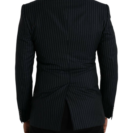 Dolce & Gabbana Black Stripe SICILIA Double Breasted Coat Blazer