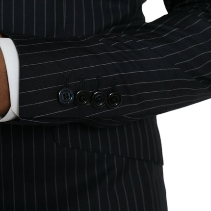 Dolce & Gabbana Black Stripe SICILIA Double Breasted Coat Blazer