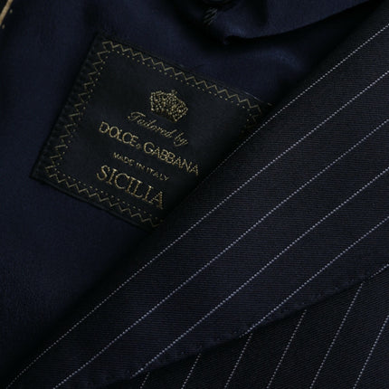 Dolce & Gabbana Black Stripe SICILIA Double Breasted Coat Blazer