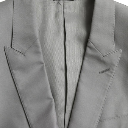 Dolce & Gabbana Gray Wool Peak Single Breasted Coat Blazer