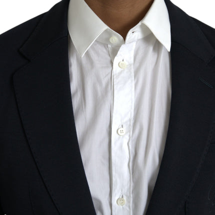 Dolce & Gabbana Black Wool Notch Single Breasted Coat Blazer