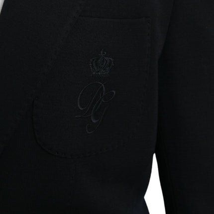 Dolce & Gabbana Black Wool Notch Single Breasted Coat Blazer
