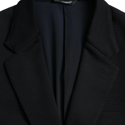 Dolce & Gabbana Black Wool Notch Single Breasted Coat Blazer