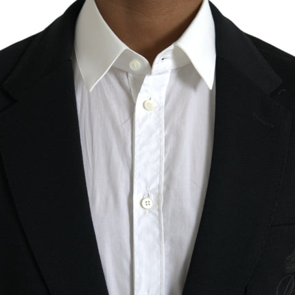 Dolce & Gabbana Black Wool Notch Single Breasted Coat Blazer