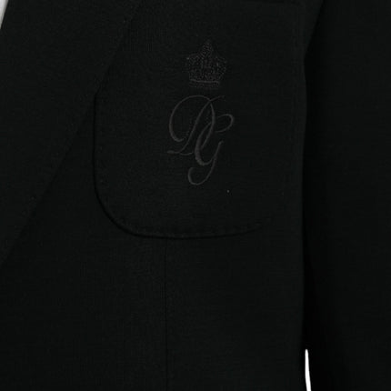 Dolce & Gabbana Black Wool Notch Single Breasted Coat Blazer