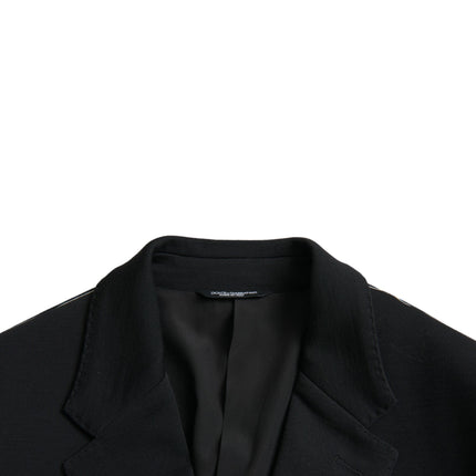 Dolce & Gabbana Black Wool Notch Single Breasted Coat Blazer