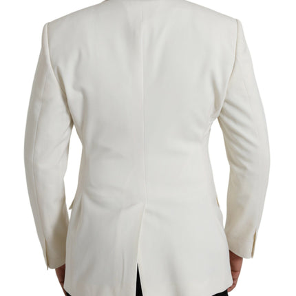 Dolce & Gabbana White Wool MARTINI Double Breasted Blazer
