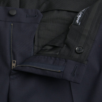 Dolce & Gabbana Dark Blue Wool Slim Fit Formal Pants