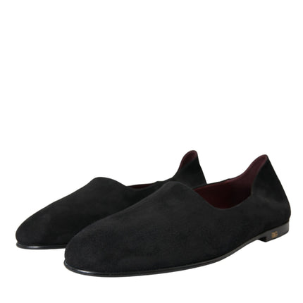 Dolce & Gabbana Black Suede Loafers Formal Dress Slip On Shoes