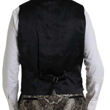 Dolce & Gabbana Brown Floral Jacquard Formal 3 Piece Suit