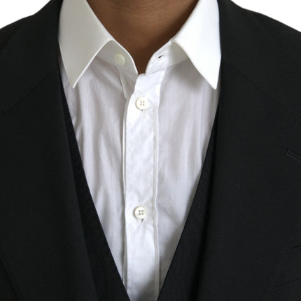 Dolce & Gabbana Black Polyester STAFF Formal 3 Piece Suit