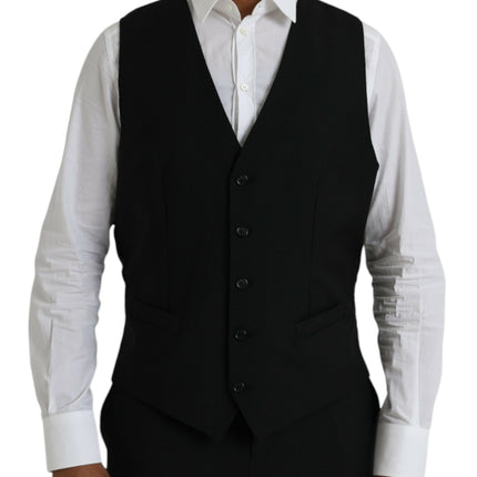 Dolce & Gabbana Black Polyester STAFF Formal 3 Piece Suit