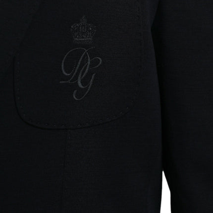 Dolce & Gabbana Black Wool Single Breasted Coat Blazer