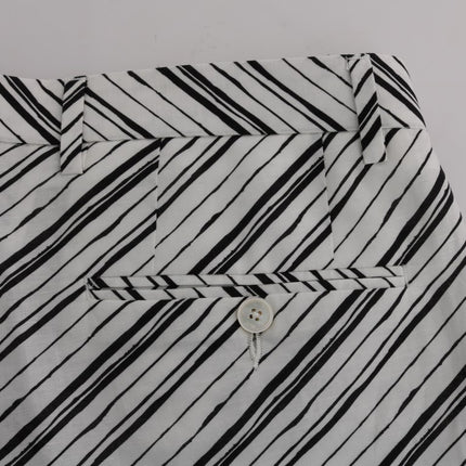 Dolce & Gabbana White Black Striped Casual Shorts