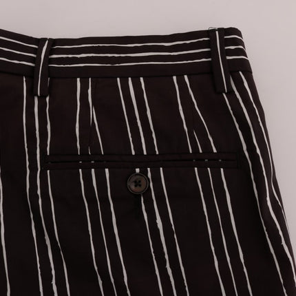 Dolce & Gabbana Bordeaux White Striped Hemp Casual Shorts
