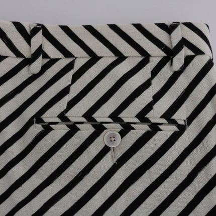 Dolce & Gabbana White Black Striped Hemp Casual Shorts