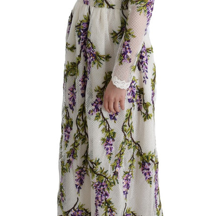 Dolce & Gabbana White Floral Embroidered Maxi Dress