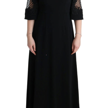 Dolce & Gabbana Black Stretch Shift Long Maxi Dress