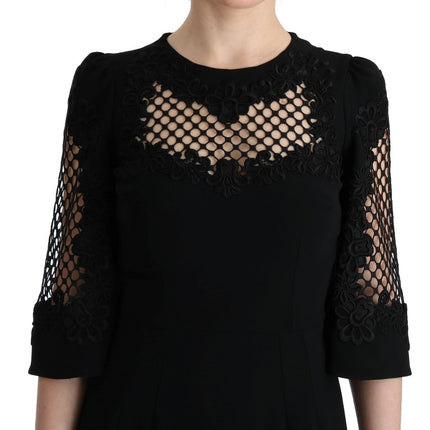 Dolce & Gabbana Black Stretch Shift Long Maxi Dress