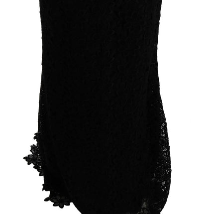 Dolce & Gabbana Black Floral Ricamo Sheath Long Dress