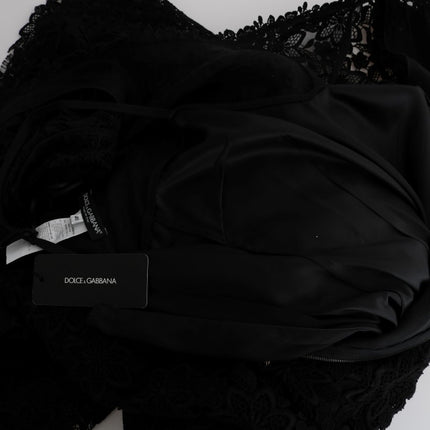 Dolce & Gabbana Black Floral Ricamo Sheath Long Dress
