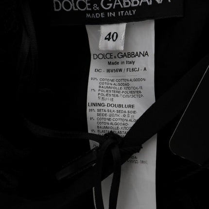 Dolce & Gabbana Black Floral Ricamo Sheath Long Dress