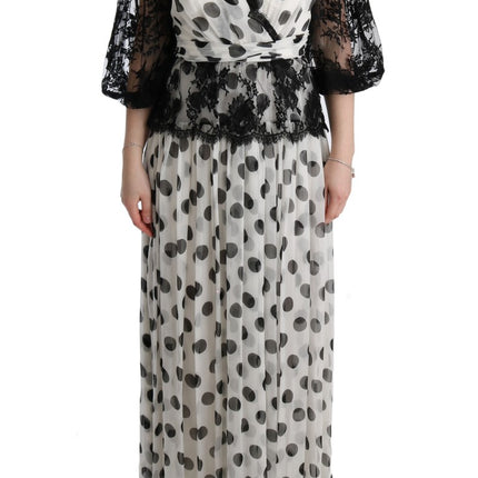 Dolce & Gabbana Black White Polka Dotted Floral Dress