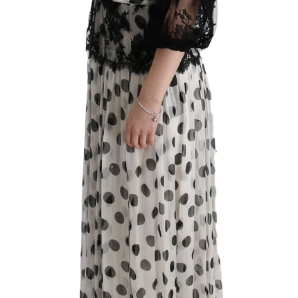 Dolce & Gabbana Black White Polka Dotted Floral Dress