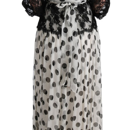Dolce & Gabbana Black White Polka Dotted Floral Dress