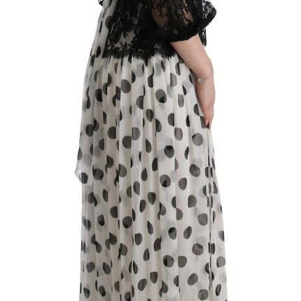 Dolce & Gabbana Black White Polka Dotted Floral Dress