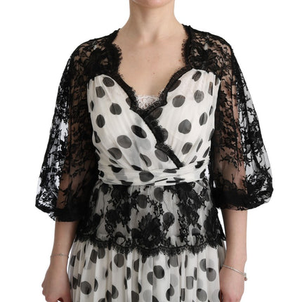 Dolce & Gabbana Black White Polka Dotted Floral Dress