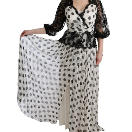 Dolce & Gabbana Black White Polka Dotted Floral Dress